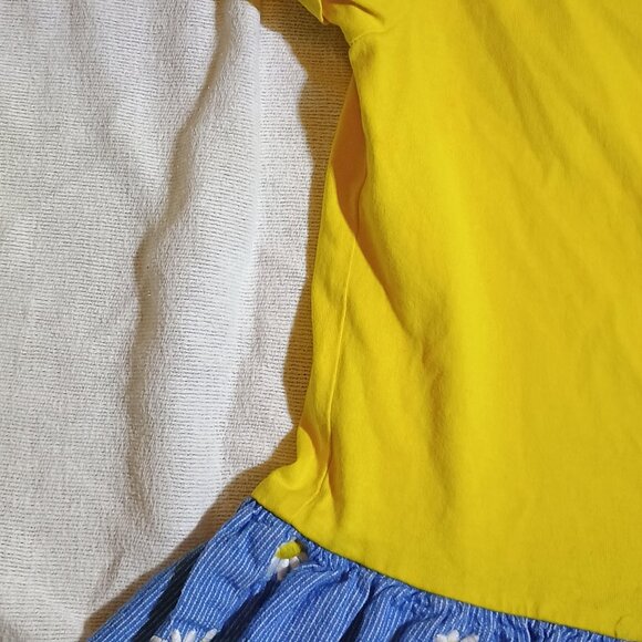 Hanna Andersson/Dress/Girls 6-7/Yellow & Blue/Daisy Corduroy Short Sleeve Playwe - Picture 3 of 7